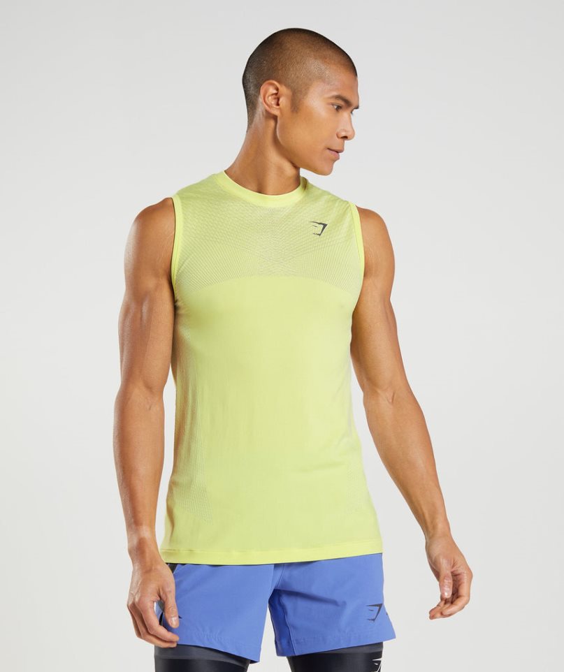 Men\'s Gymshark Apex Seamless Tanks Yellow | CA A673D8